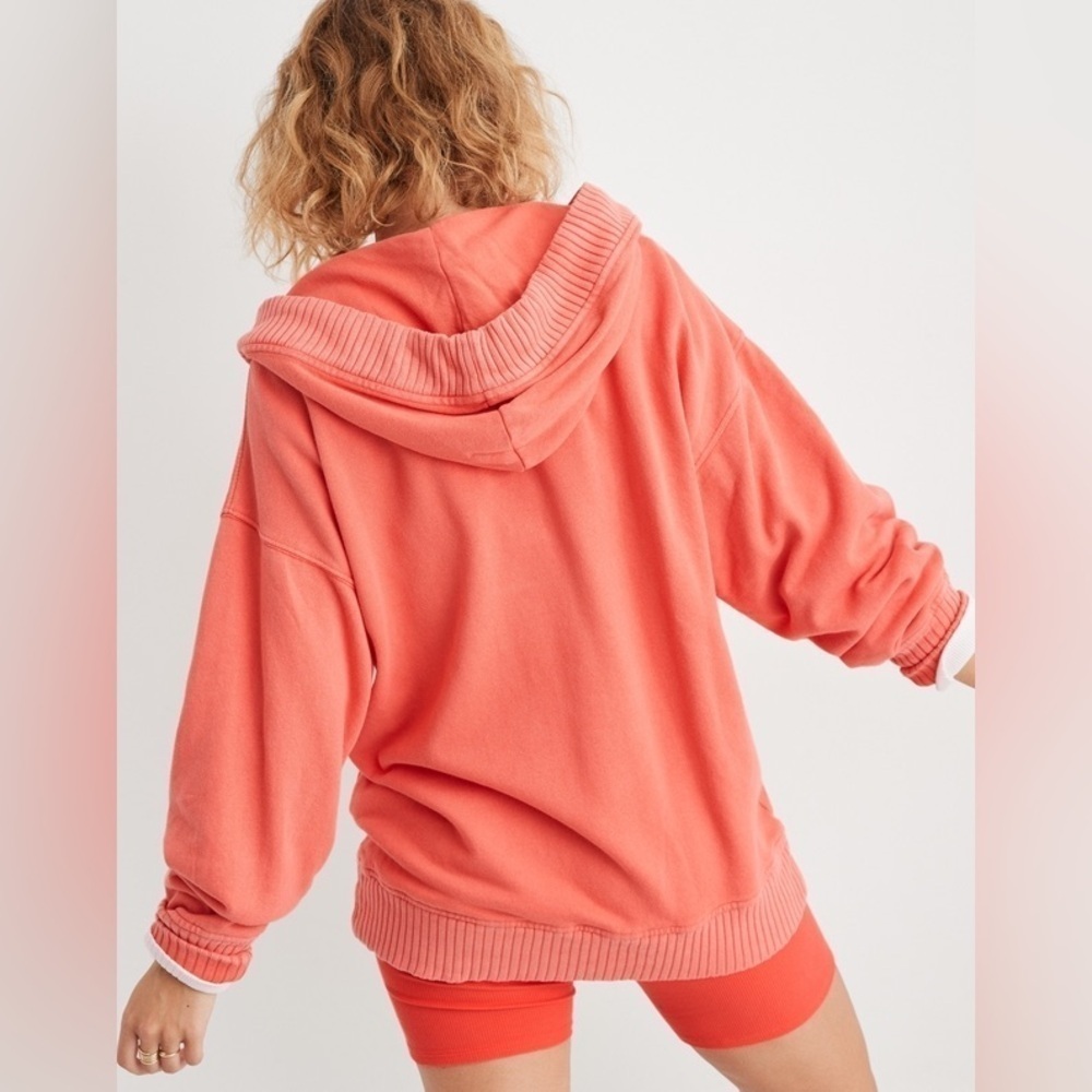 AERIE DOWN-TO-EARTH HENLEY HOODIE Washed Tangerine size XS - Picture 4 of 17